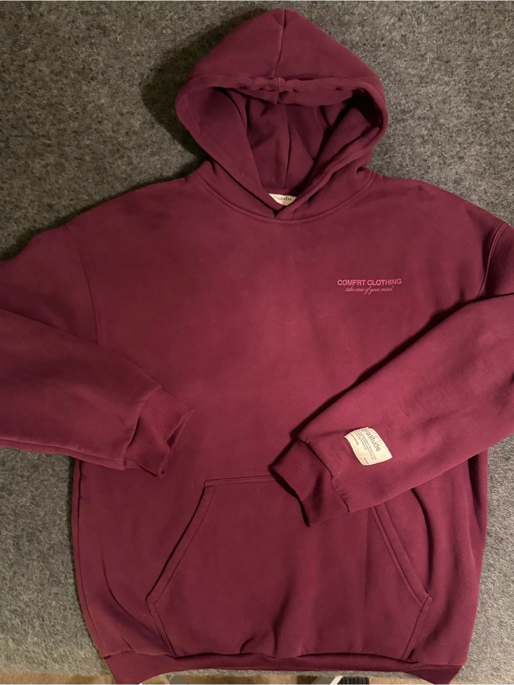 Comfort Clothing Men's Maroon Hooded Pullover Sweatshirt